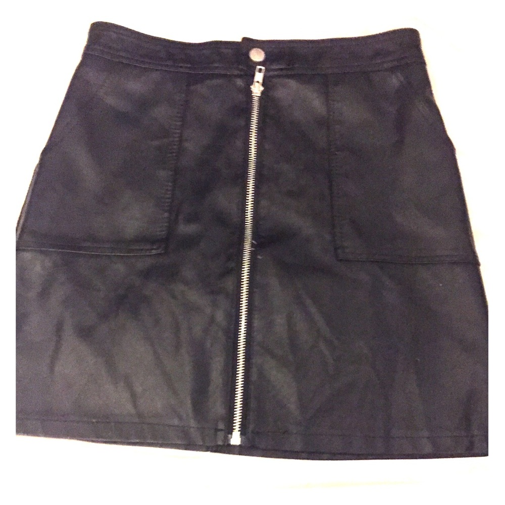 Leather black skirt